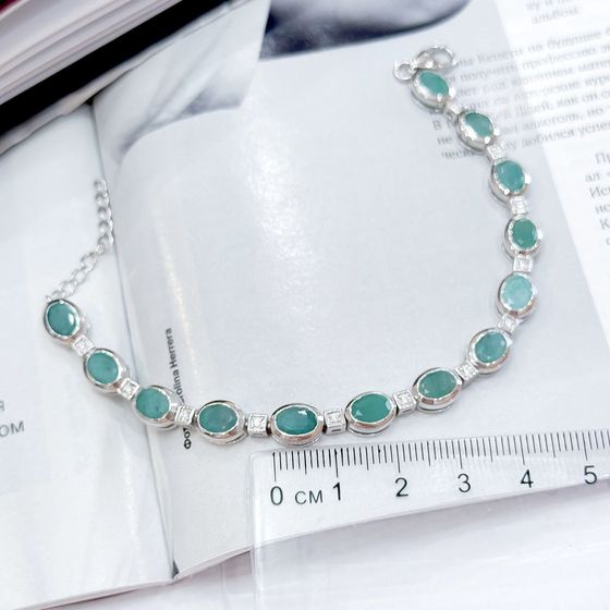 Серебряный браслет с изумрудом 10.06ct Серебряный браслет с изумрудом 10.06ct