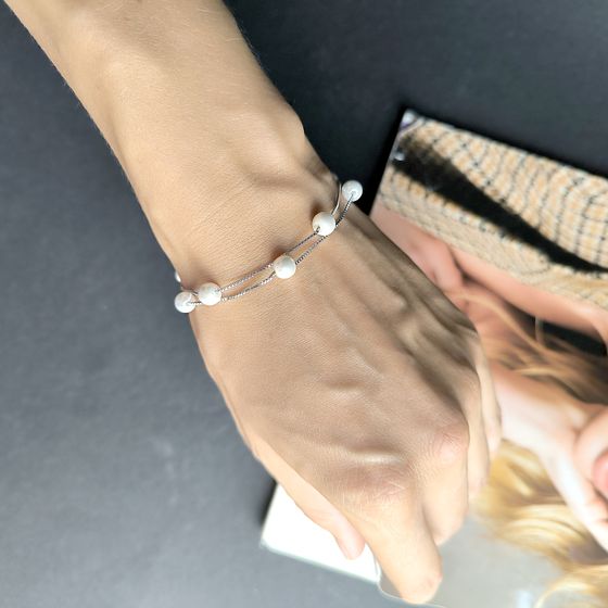 Серебряный браслет с жемчугом