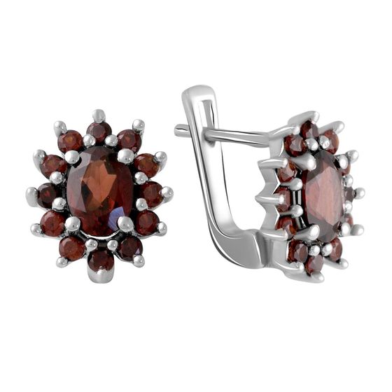 Серебряные серьги с гранатом 2.94ct
