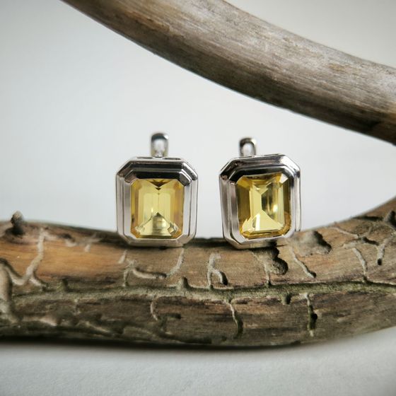 Серебряные серьги с цитрином nano 5.925ct