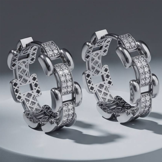 Золотые серьги с фианитами 1.04ct