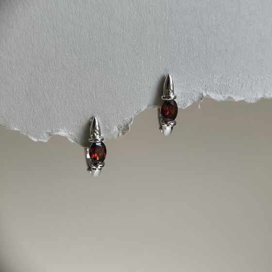 Серебряные серьги с гранатом 1.85ct