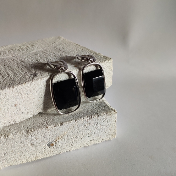 Серебряные серьги с ониксом 23.175ct