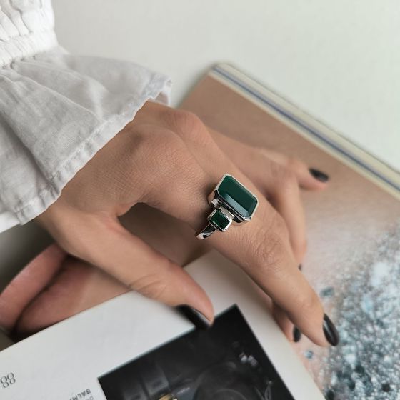 Серебряное кольцо с агатом 7.162ct