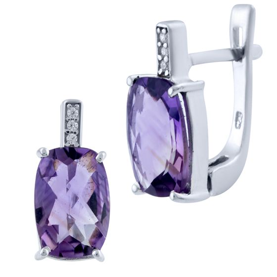 Серебряные серьги с аметистом