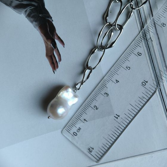Серебряное колье с жемчугом барочным Серебряное колье с жемчугом барочным