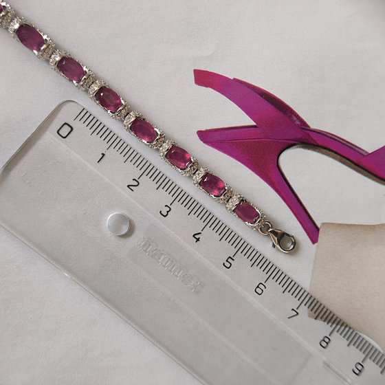 Серебряный браслет с рубином 13.66ct