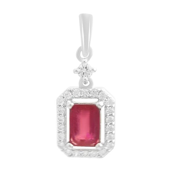 Серебряная подвеска с рубином 1.871ct, фианитами