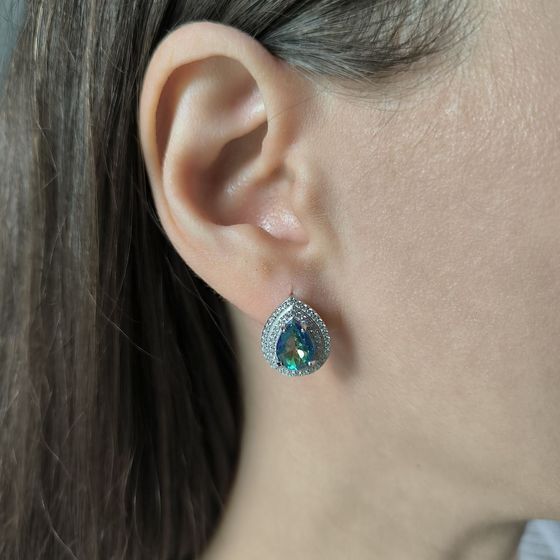 Серебряные серьги с мистик топазом 3.726ct