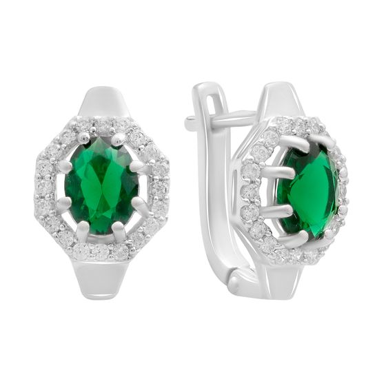 Серебряные серьги с изумрудом nano 2.802ct