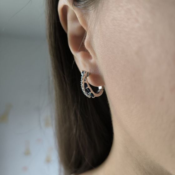 Серебряные серьги с сапфиром nano 1.12ct