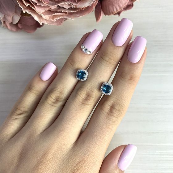 Серебряные серьги с топазом Лондон Блю 1.461ct