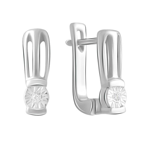 Серебряные серьги с бриллиантом 0.02ct