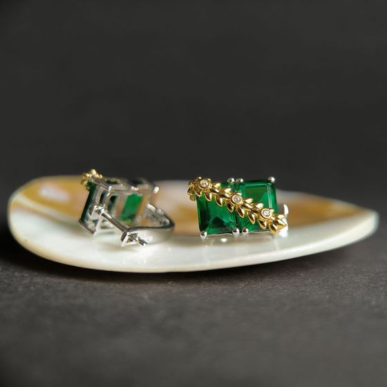 Серебряные серьги с изумрудом nano 5.963ct