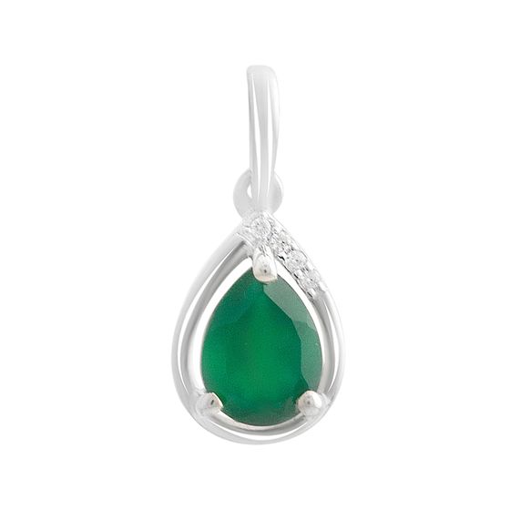 Серебряная подвеска с агатом 1.161ct, фианитами