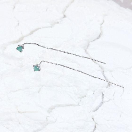 Серебряные серьги с изумрудом 0.497ct