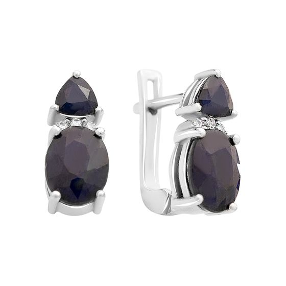 Серебряные серьги с сапфиром 3.877ct