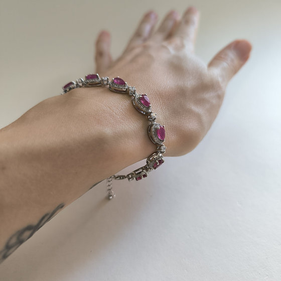 Серебряный браслет с рубином 9.74ct