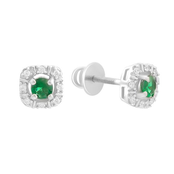 Серебряные серьги с изумрудом nano 0.648ct