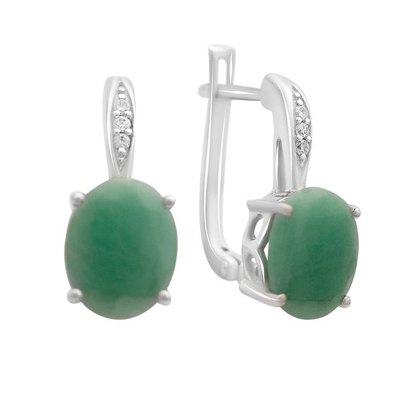 Серебряные серьги с изумрудом 4.782ct, фианитами