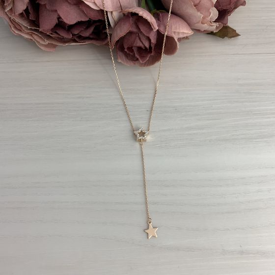 Золотое колье с фианитами 0.15ct