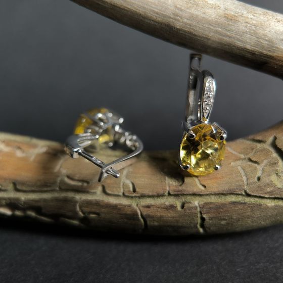 Серебряные серьги с цитрином nano