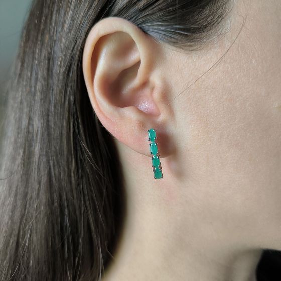 Серебряные серьги с изумрудом 2.07ct