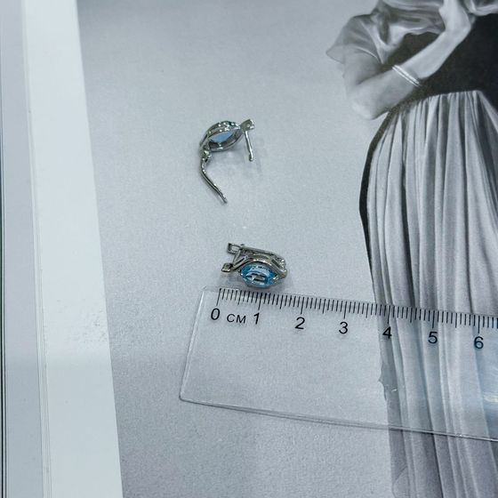 Серебряные серьги с топазом 2.849ct