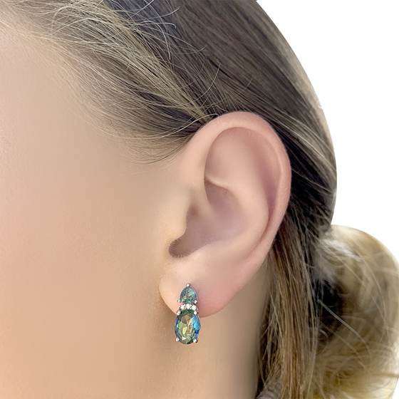 Серебряные серьги с мистик топазом 2.437ct