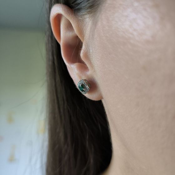 Серебряные серьги с изумрудом nano 0.648ct