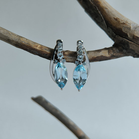 Серебряные серьги с топазом 4.428ct