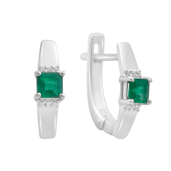 Серебряные серьги с агатом 0.738ct, фианитами