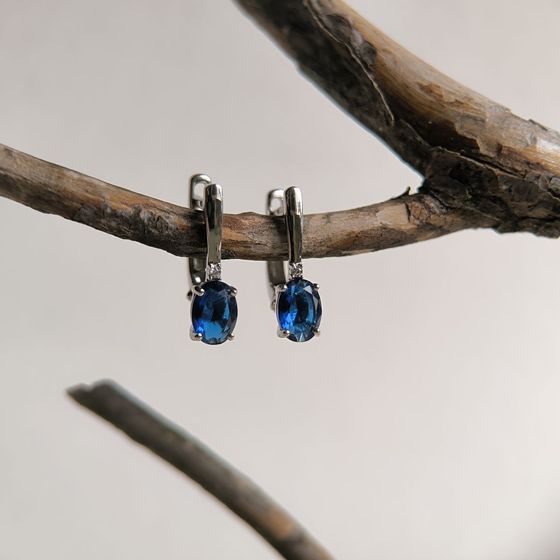 Серебряные серьги с сапфиром nano 1.163ct