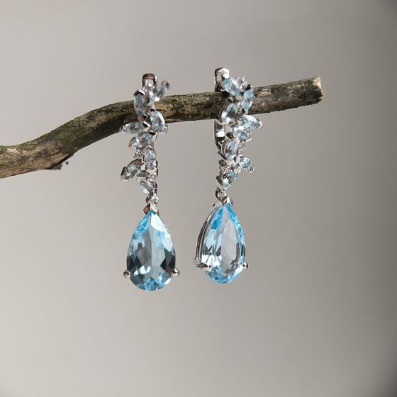 Серебряные серьги с топазом 12.405ct