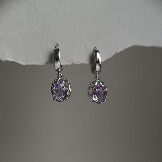 Серебряные серьги с аметистом 1.99ct