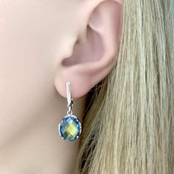 Серебряные серьги с мистик топазом