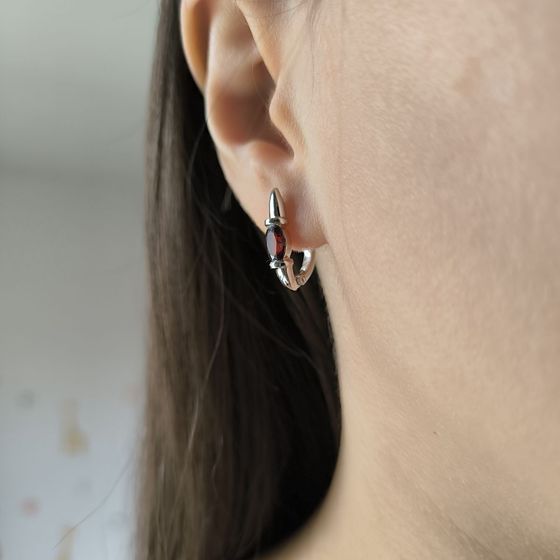 Серебряные серьги с гранатом 1.85ct