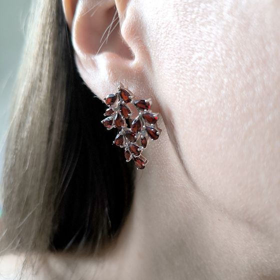 Серебряные серьги с гранатом 7.692ct