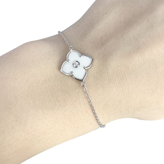 Серебряный браслет с керамикой, фианитами