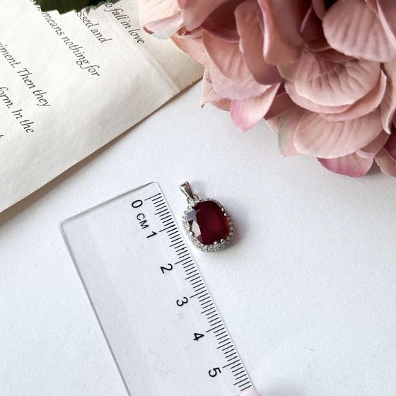 Серебряная подвеска с рубином 7.07ct