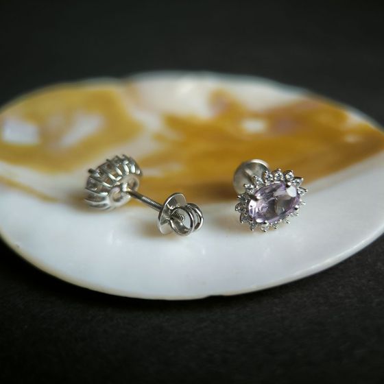 Серебряные серьги с аметистом 1.677ct