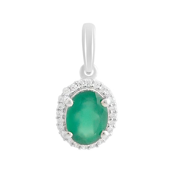 Серебряная подвеска с агатом 1.266ct, фианитами