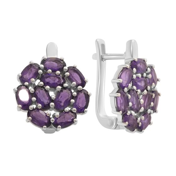 Серебряные серьги с аметистом 3.91ct