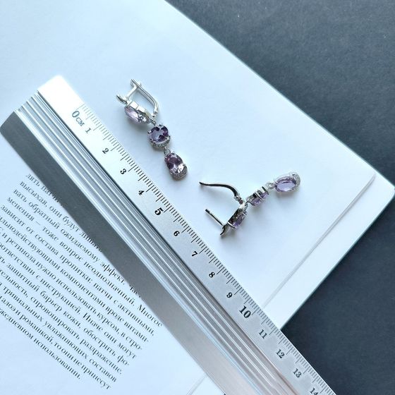 Серебряные серьги с аметистом 6.53ct