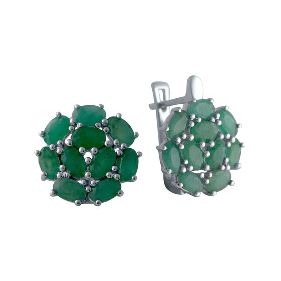 Серебряные серьги с изумрудом 2.192ct