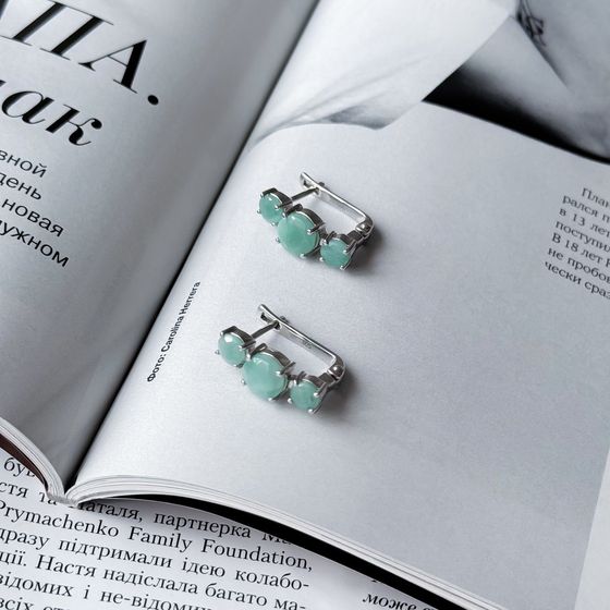 Серебряные серьги с изумрудом 4.558ct