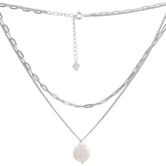 Серебряное колье с жемчугом барочным