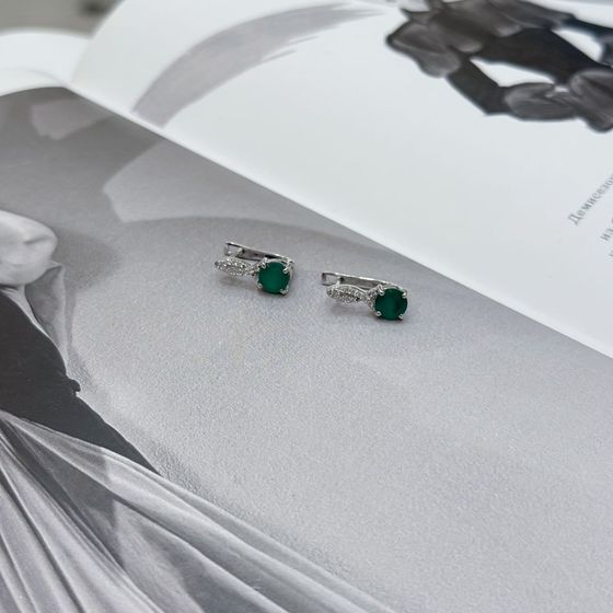 Серебряные серьги с агатом 1.709ct