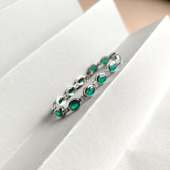 Серебряный браслет с агатом 9.393ct, фианитами