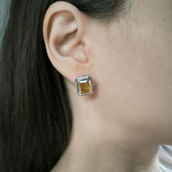 Серебряные серьги с цитрином nano 5.925ct